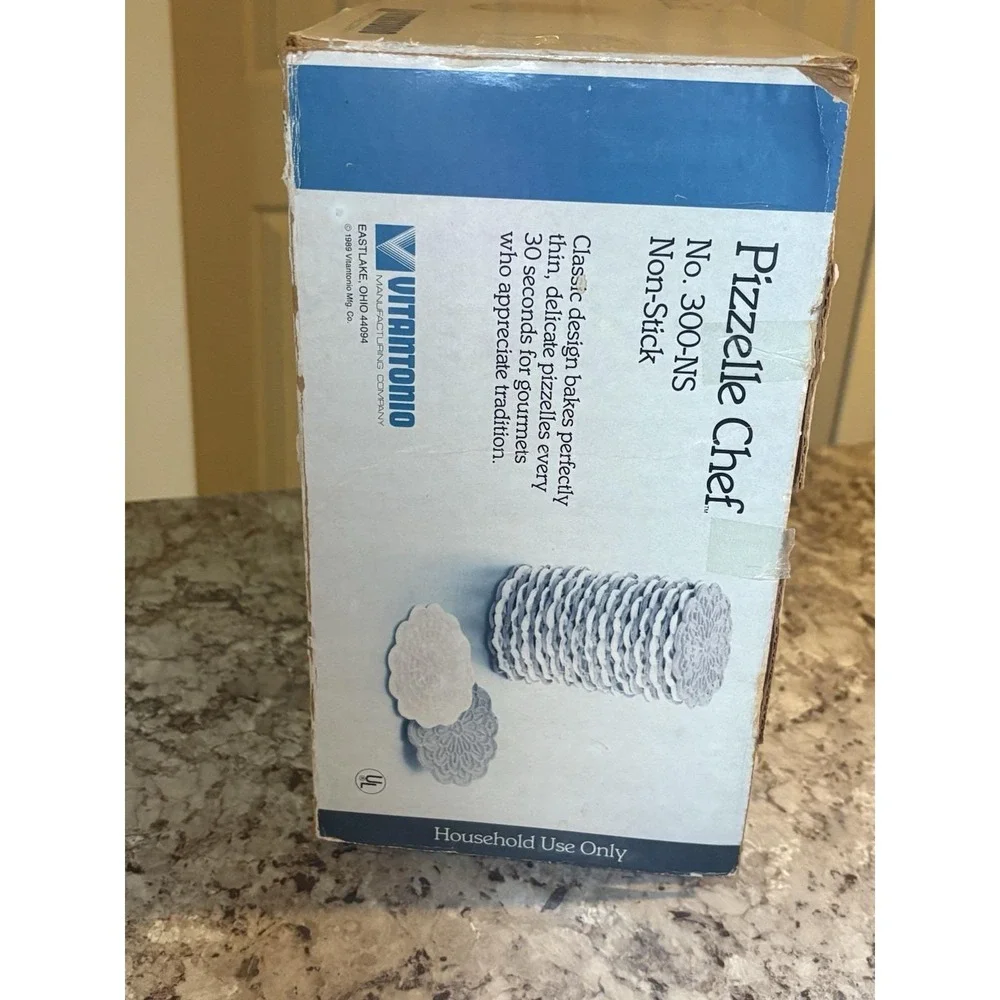 Vitantonio Pizzelle Chef 300-NS Italian Cookie Maker USA Vintage 1989 Open Box